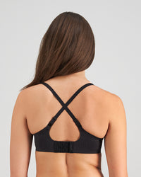 Comfit Collection Contour Bra in BLACK. Flat lay back view
