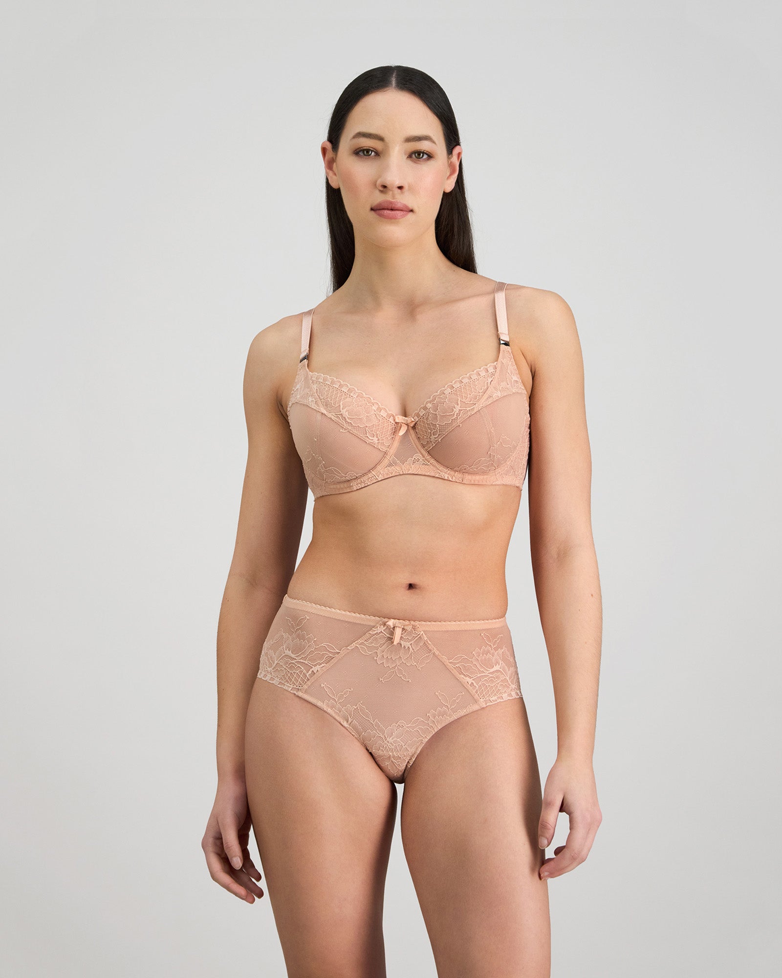 Golden Hour Underwire Bra in EVENING SAND. Flat lay back view