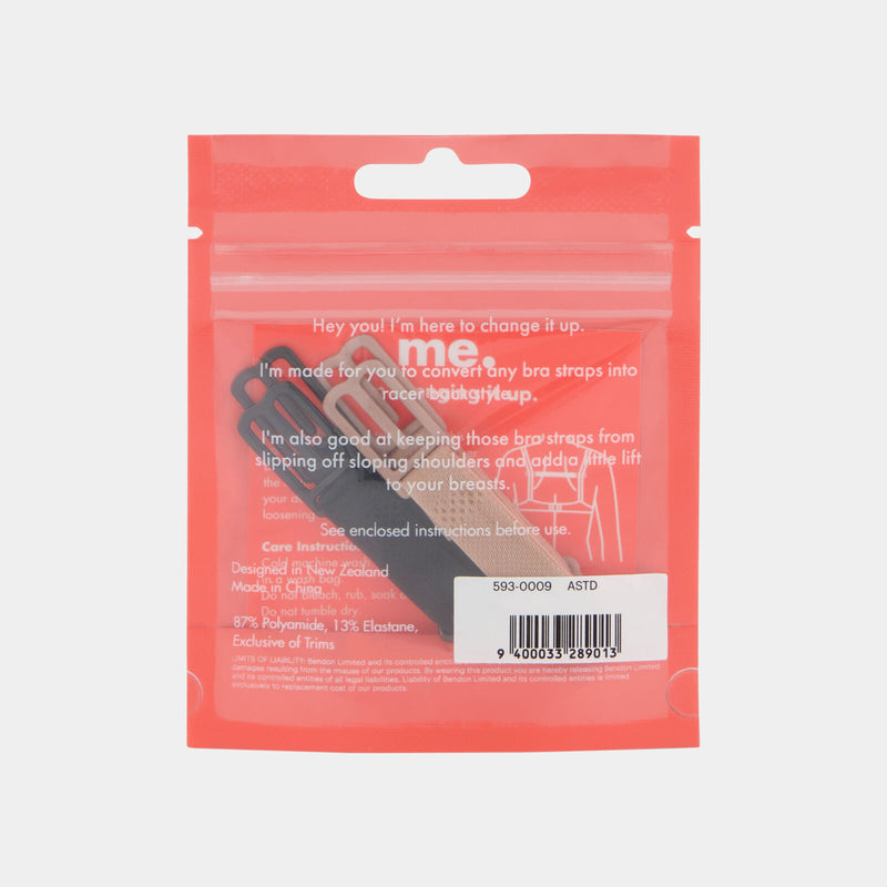 Model wears Cross Back Strap Converter 2Pk in ASSORTED. On body back view