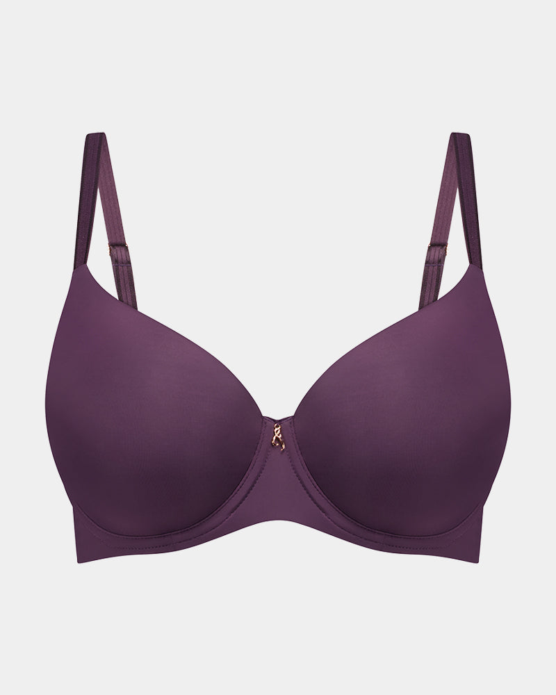 Sculpt Contour Bra in PLUM PERFECT. Flat lay front view