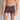 Model wears Cotton Stretch Mens Trunk in BLACK/RHUBARB STRIPE. On body front view