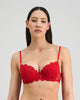 Model wears Lorna Contour Bra in SALSA. On body front view