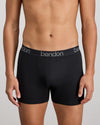 Model wears Cotton Texture Mens Trunk in BLACK. On body front view