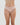 Model wears Cotton And Lace Bikini in LATTE. On body front view