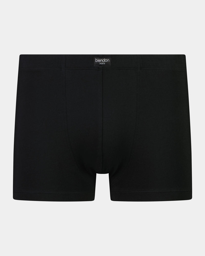 Cotton Stretch Mens Trunk in BLACK. Flat lay front view