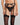 Model wears Bianca Nera Suspender in BLACK. On body front view