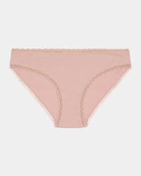 Stretch Cotton Bikini in LATTE. Flat lay front view