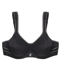 Active Underwire Bra in BLACK. Flat lay front view