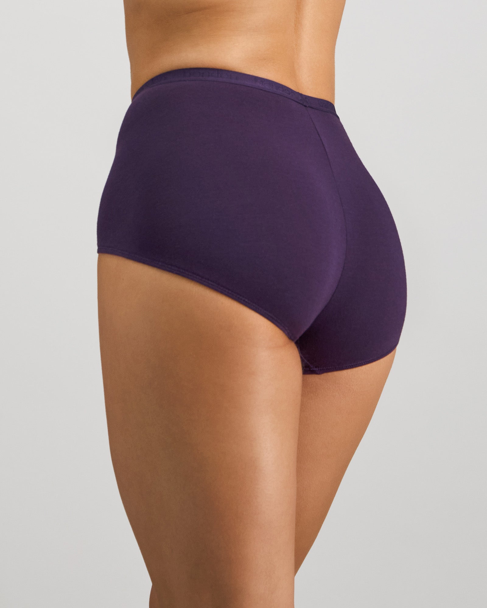 Body Cotton Full Brief in PURPLE VELVET. Flat lay back view