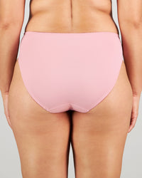 Model wears Coral High Cut Brief in LILAS. On body back view