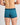 Model wears Bold Stripe Mens Trunk in DEEP TEAL/DEEP LAKE. On body back view