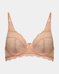Shelly Underwire Bra in CORAL PINK. Flat lay front view