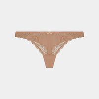 Giselle Thong in TUSCANY/CAMEO ROSE. Flat lay front view