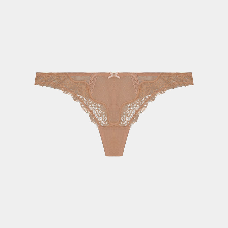 Giselle Thong in TUSCANY/CAMEO ROSE. Flat lay front view
