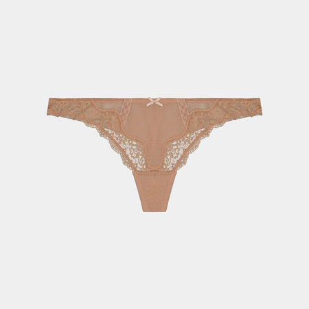 Giselle Thong in TUSCANY/CAMEO ROSE. Flat lay front view