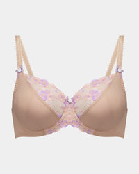 Cherish Underwire Bra in EVENING SAND. Flat lay front view