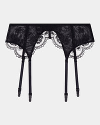 Romilly Suspender in BLACK. Flat lay front view