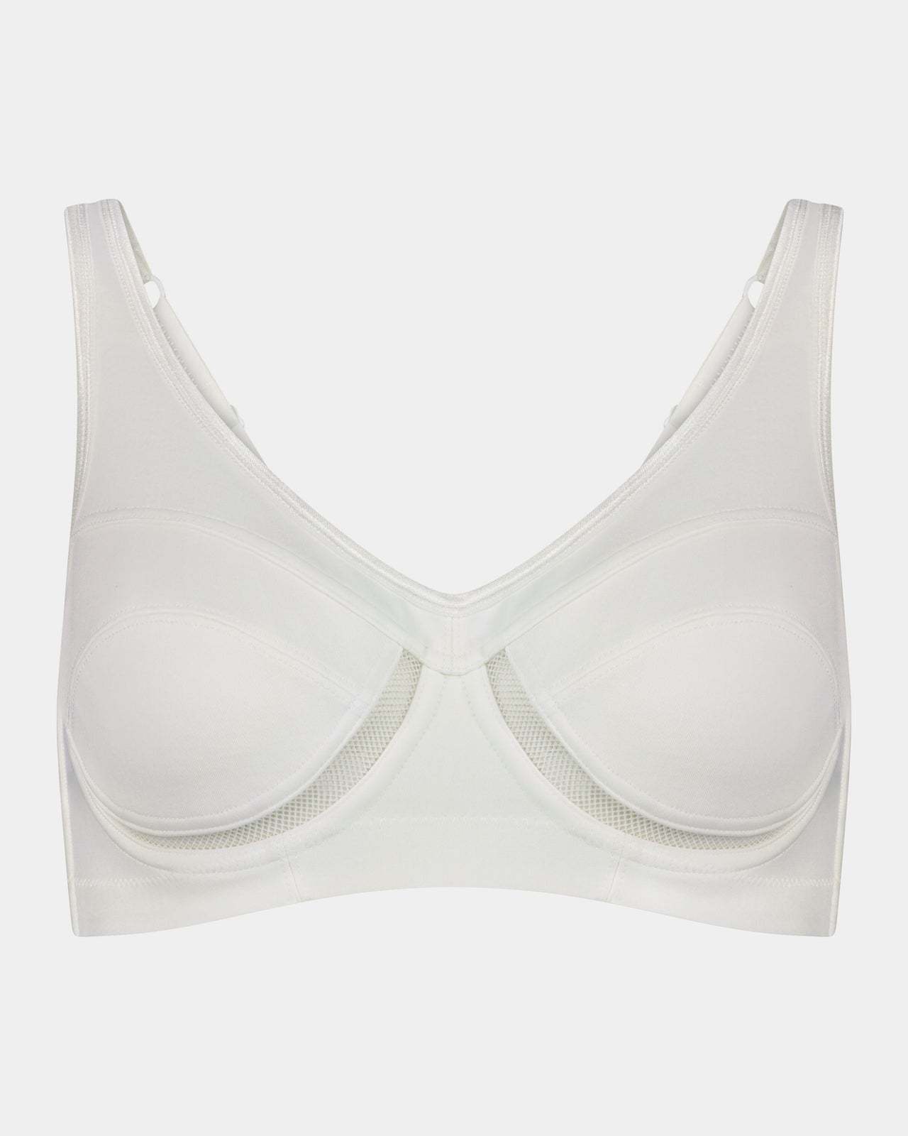 Bendon Sports Underwire Bra in WHITE. Flat lay front view