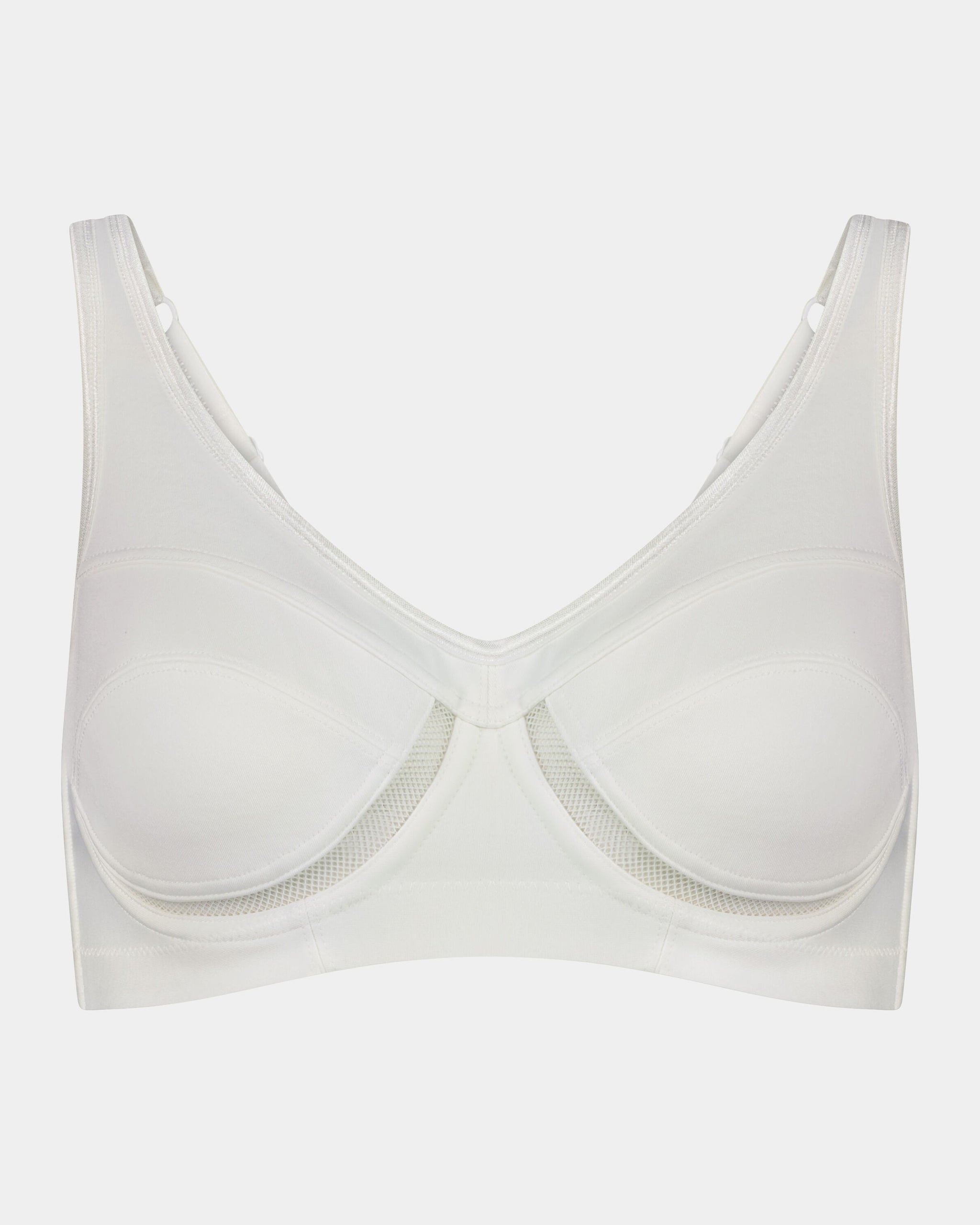 Bendon Sports Underwire Bra in WHITE. Flat lay front view