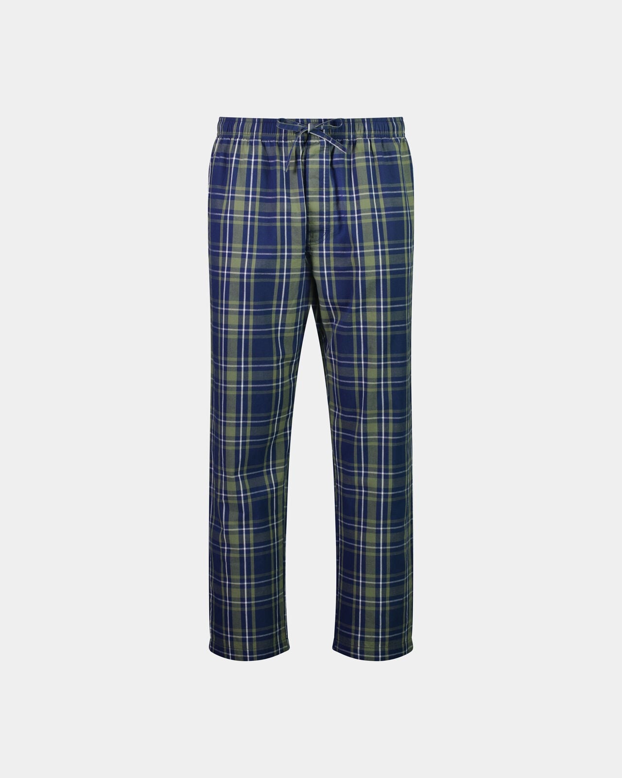 Lounge Long PJ Pant in ALOE CHECK. Flat lay front view