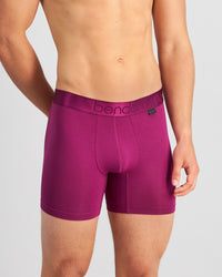 Model wears Bamboo Mens Trunk in MAGENTA PURPLE. On body front view