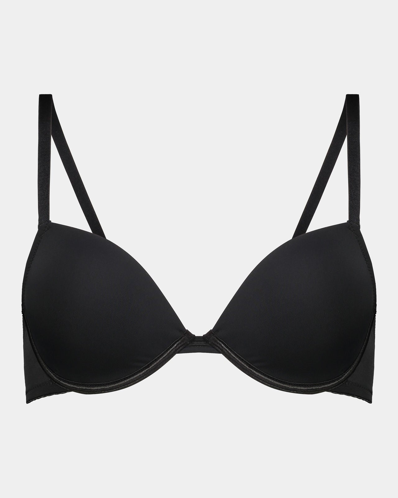 Model wears Body Basics Contour Bra in BLACK. On body front view