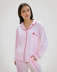 Dolce Long Pj in PINK MARLE. Feature shot