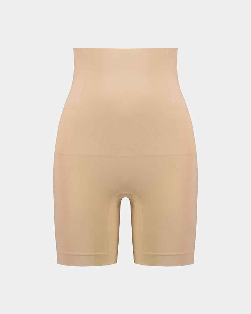Bamboo Bodywear High Waisted Shaper Short in CARAMEL. Flat lay front view