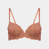 My Fit Lace Push Up Bra in CINNAMON. Flat lay front view