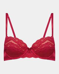 Heavenly Contour Bra in PERSIAN RED. Flat lay front view
