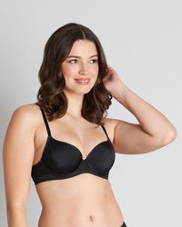 Model wears Chloe Contour Bra in BLACK. On body front view