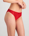 Model wears Delightfully So Bikini in SALSA. On body side view