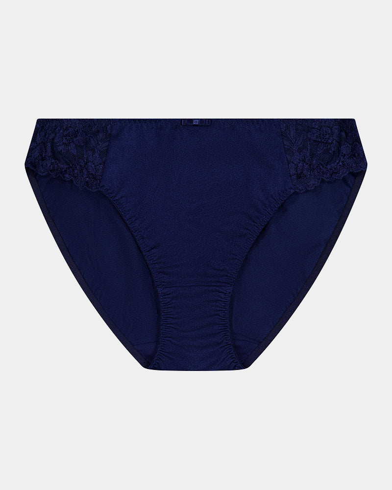 Baroque Bikini in Medieval Blue. Flat lay front view