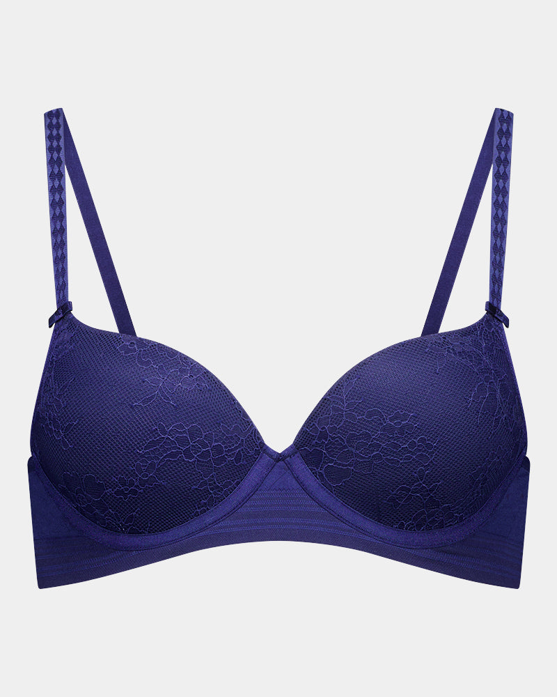 Bendon Body Lace Contour Bra in Medieval Blue. Flat lay front view