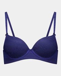 Bendon Body Lace Contour Bra in Medieval Blue. Flat lay front view