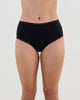 Model wears Stretch Cotton Full Brief in BLACK. On body front view