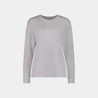 Insomnia Long Sleeve Top in LIGHT GREY MARLE. Flat lay front view