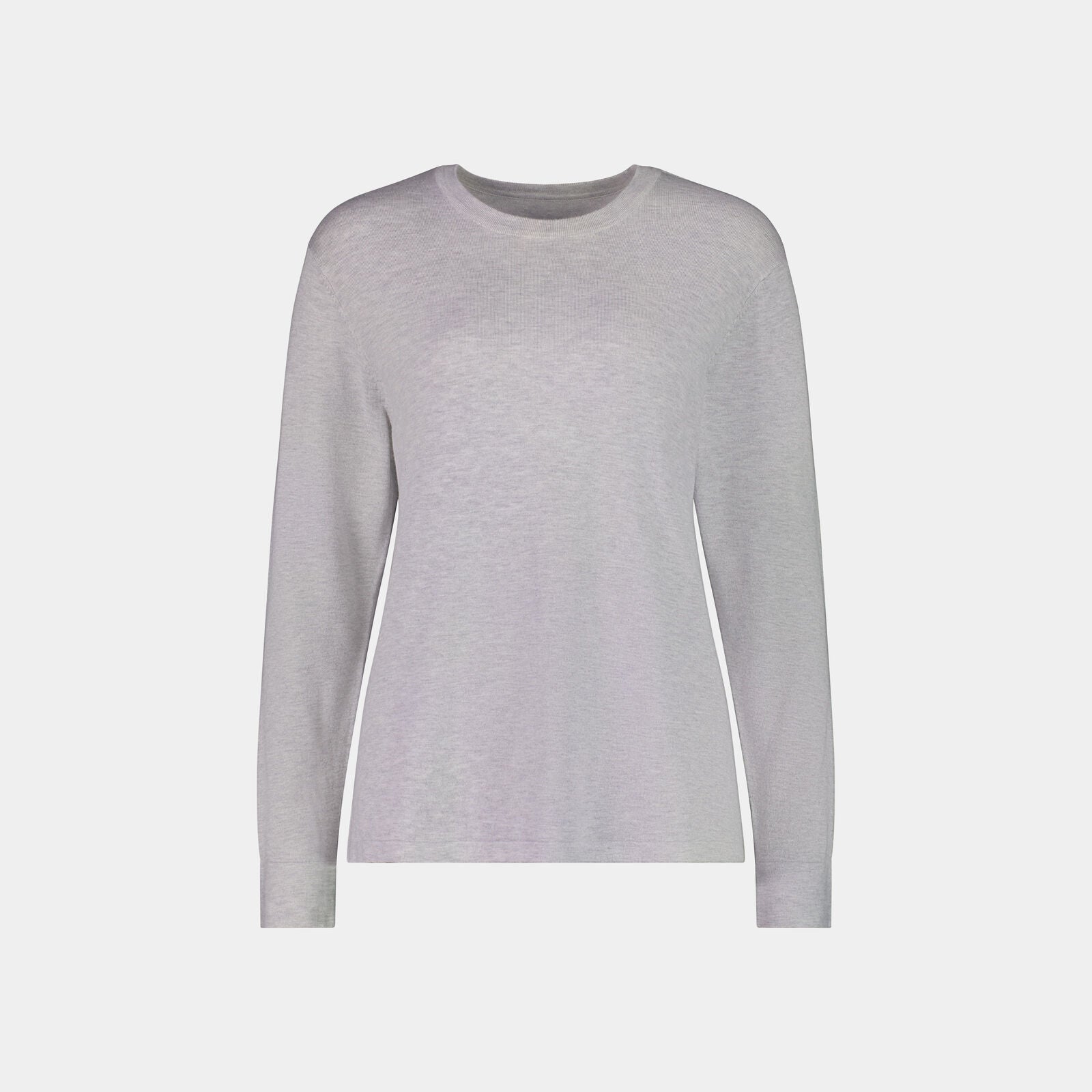 Insomnia Long Sleeve Top in LIGHT GREY MARLE. Flat lay front view