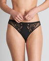 Model wears Delightfully So Bikini in BLACK. On body front view