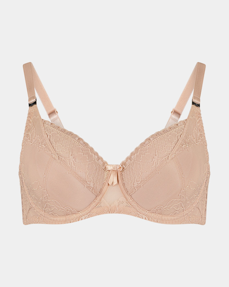 Golden Hour Underwire Bra in EVENING SAND. Flat lay front view