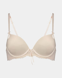 Keyhole Push Up Bra in PRISTINE/SILVER PEONY. Flat lay front view