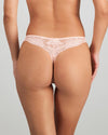 Model wears Adoration Thong in SILVER PINK. On body back view