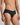 Model wears Cotton Stretch Mens Brief in BLACK. On body side view