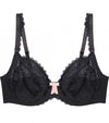 Ece Queen Underwire Bra in BLACK/SOFT PINK. Flat lay front view