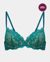 My Fit Lace Push Up Bra in EVERGLADE. Flat lay front view