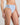 Model wears Coral High Cut Brief in SKYWAY. On body side view
