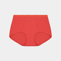 Model wears Body Cotton Full Brief Twin Pack in BAKED APPLE SPOT/BAKED APPLE. On body back view