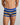 Model wears Rugby Stripe Mens Trunk in BLACK/SURF/OAK BUFF. On body front view