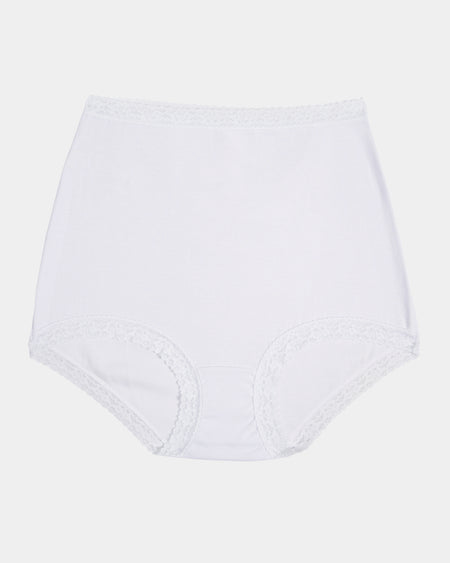 Bendon Cotton Full Brief in WHITE. Flat lay front view