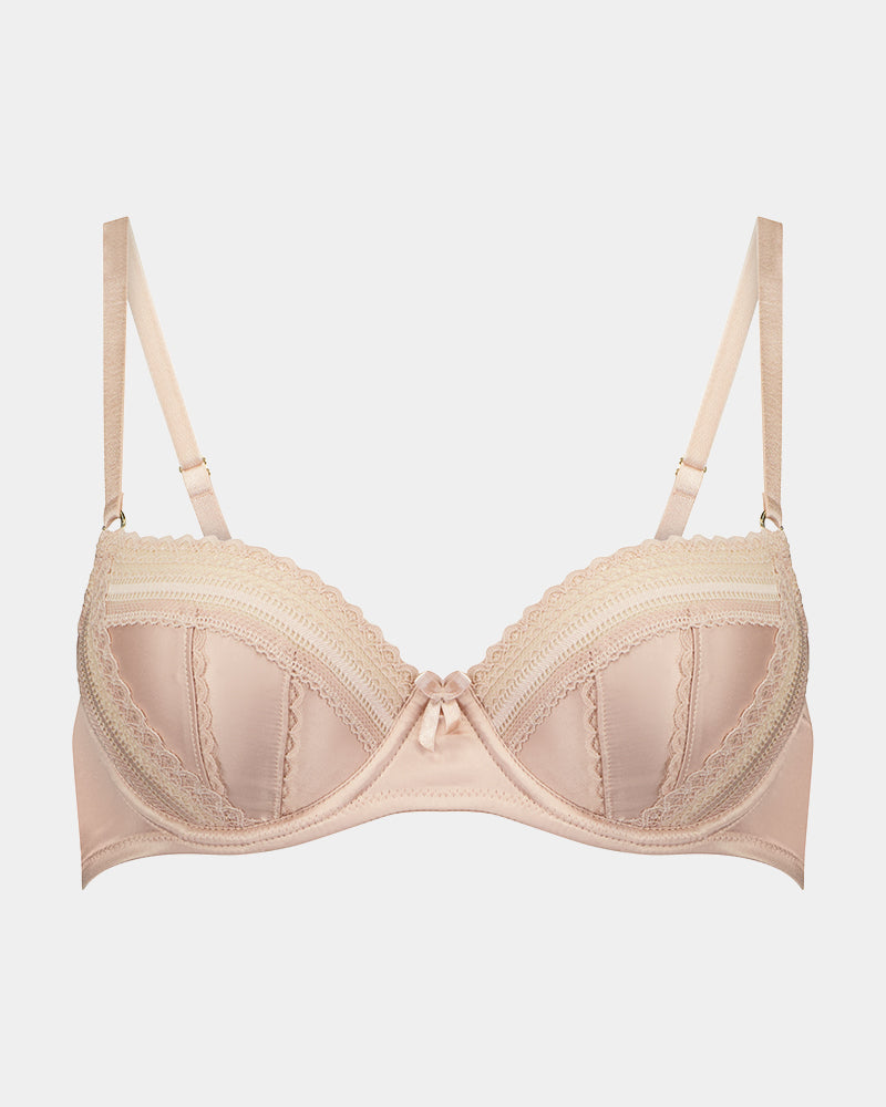 Makayla Contour Bra in EVENING SAND. Flat lay front view